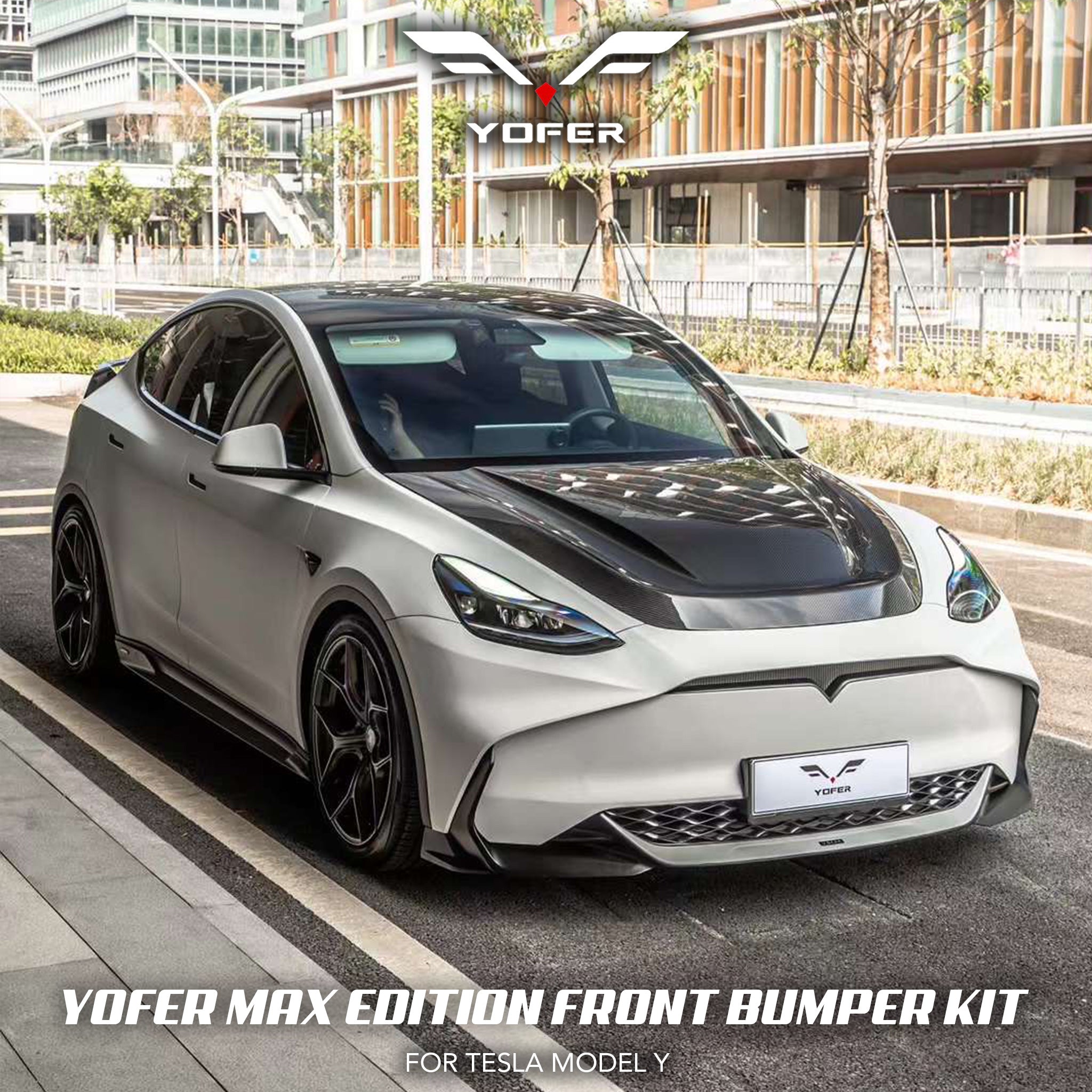 Tesla Model Y Yofer Design Max Edition Front Bumper Kit Solid Black