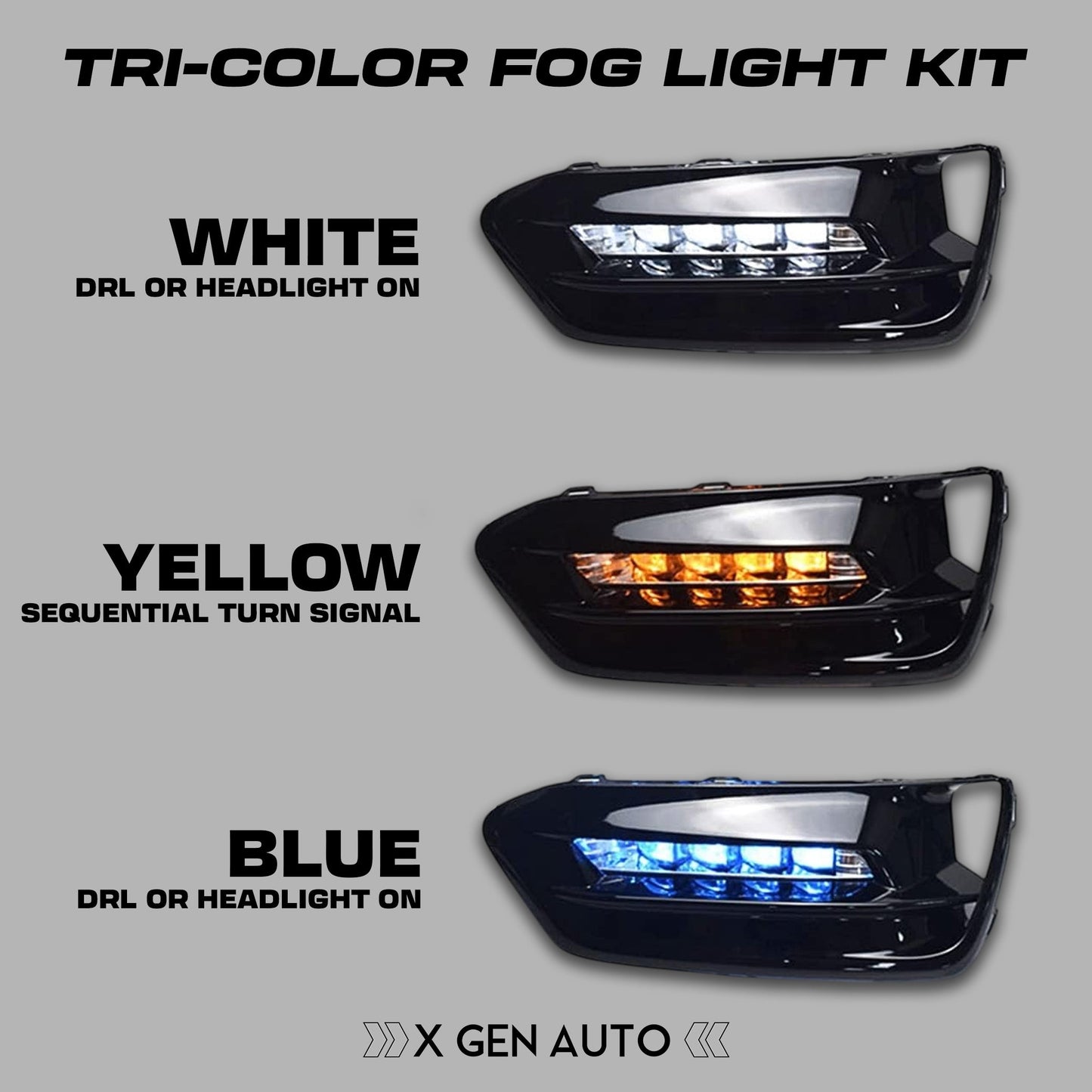TRI - COLOR FOG LIGHT KIT - XGENAUTO