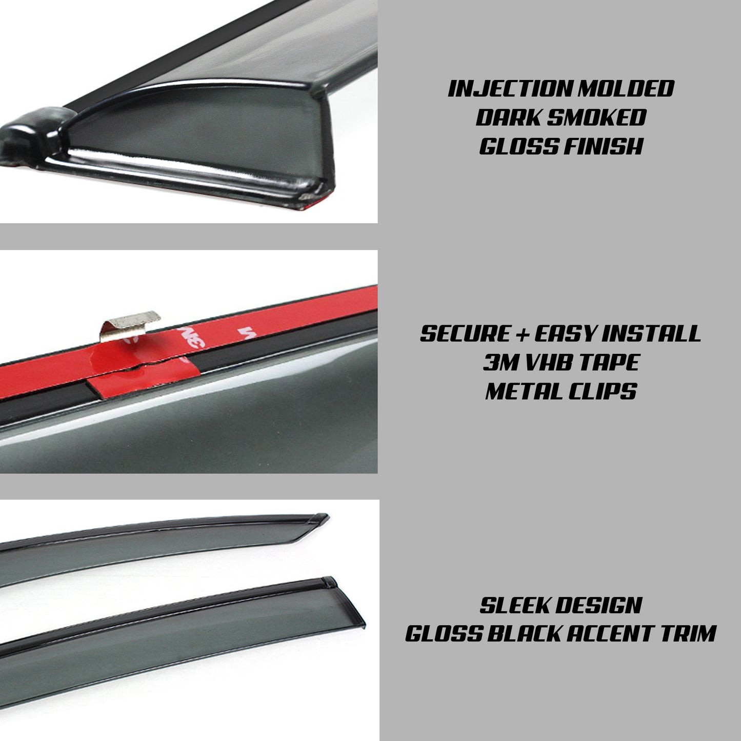 JDM SMOKED RAIN VISOR DEFLECTORS