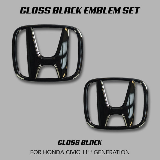 [CIVIC 11TH SEDAN] GLOSS BLACK EMBLEM SET