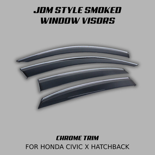 [CIVIC X HATCHBACK] JDM STYLE SMOKED WINDOW VISORS