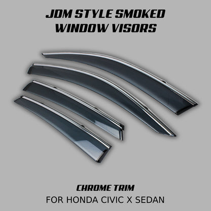 [CIVIC X SEDAN] JDM STYLE SMOKED WINDOW VISORS