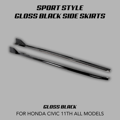 [CIVIC 11TH] SPORT STYLE GLOSS BLACK SIDE SKIRTS