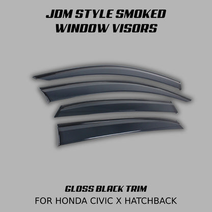 [CIVIC X HATCHBACK] JDM STYLE SMOKED WINDOW VISORS