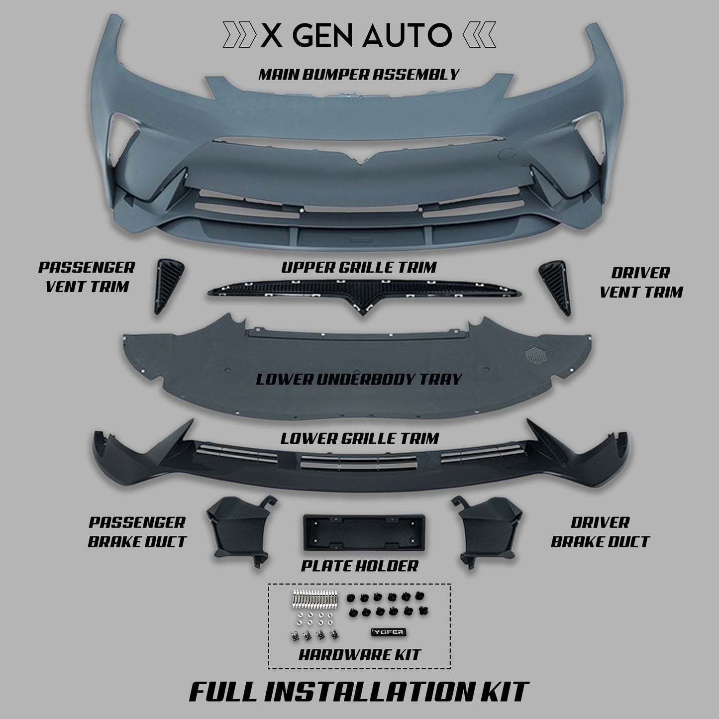 [TESLA MODEL 3 : 2023+] YOFER DESIGN© MAX EDITION FRONT BUMPER KIT