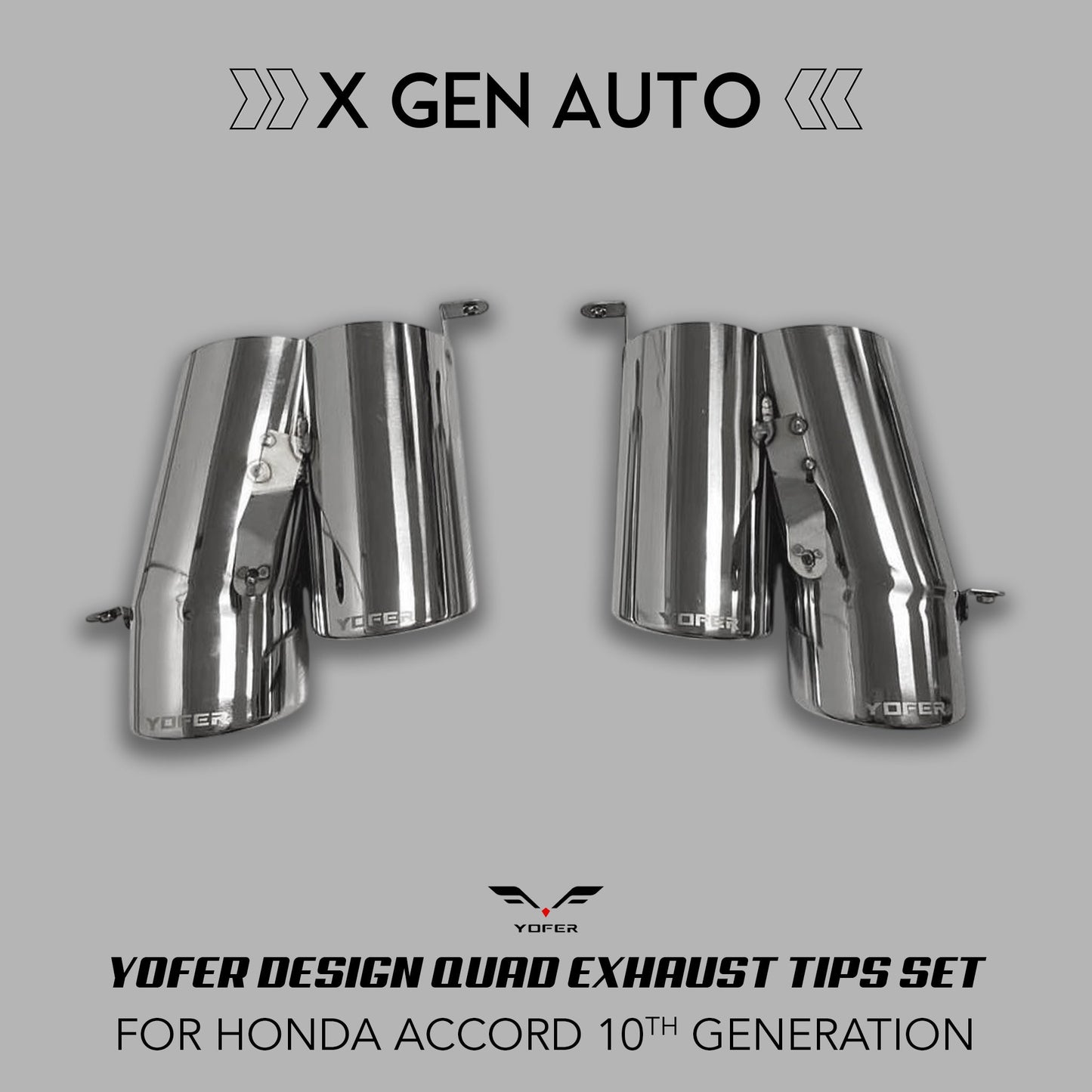 [ACCORD 2018 - 2022] YOFER DESIGN© QUAD EXHAUST TIPS SET - XGENAUTO