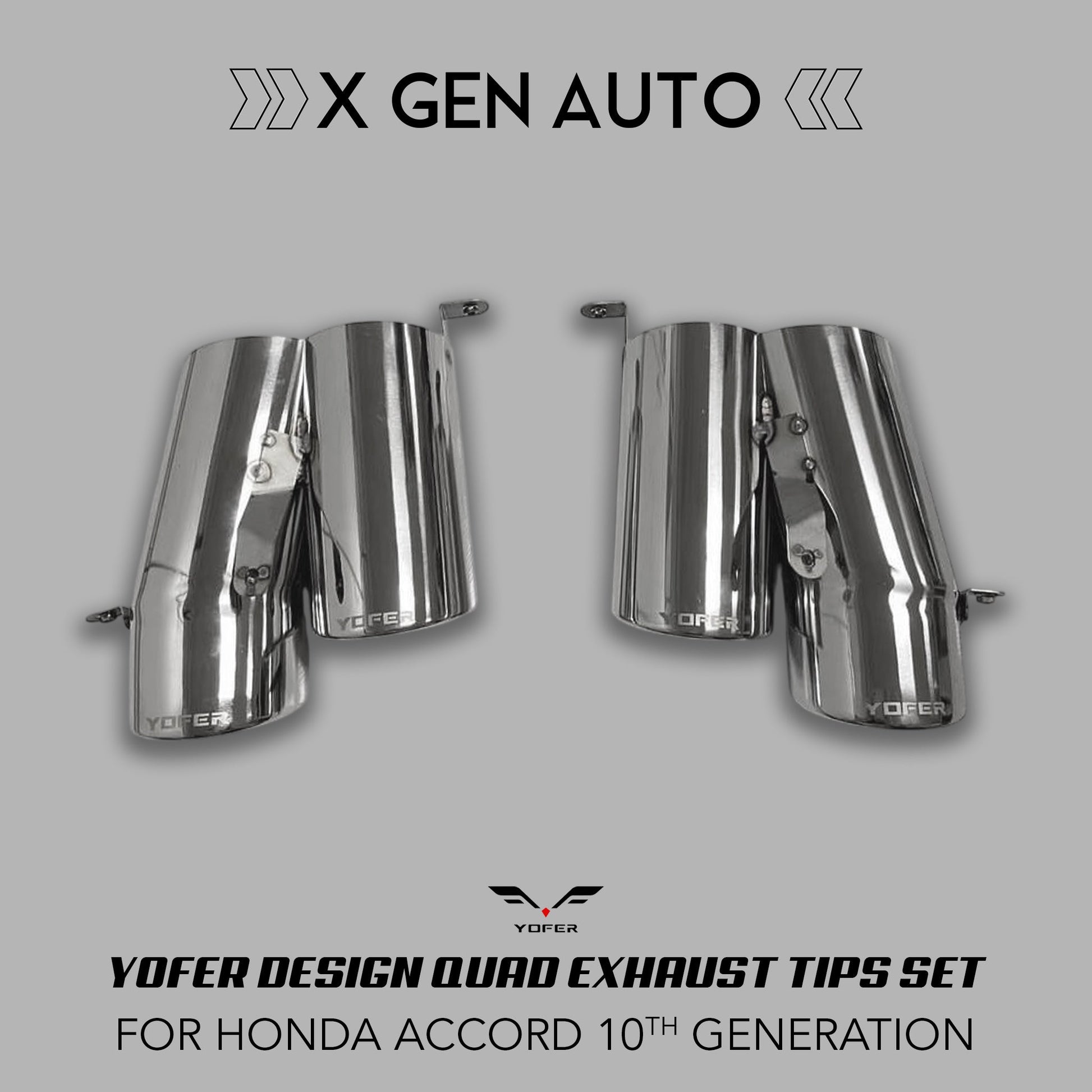 [ACCORD 2018 - 2022] YOFER DESIGN© QUAD EXHAUST TIPS SET - XGENAUTO