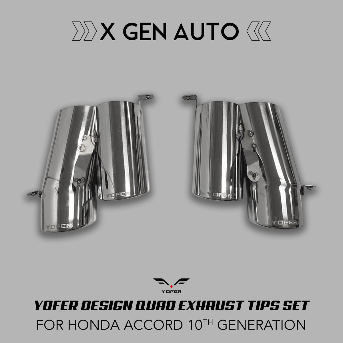 [ACCORD 2018 - 2022] YOFER DESIGN© QUAD EXHAUST TIPS SET - XGENAUTO