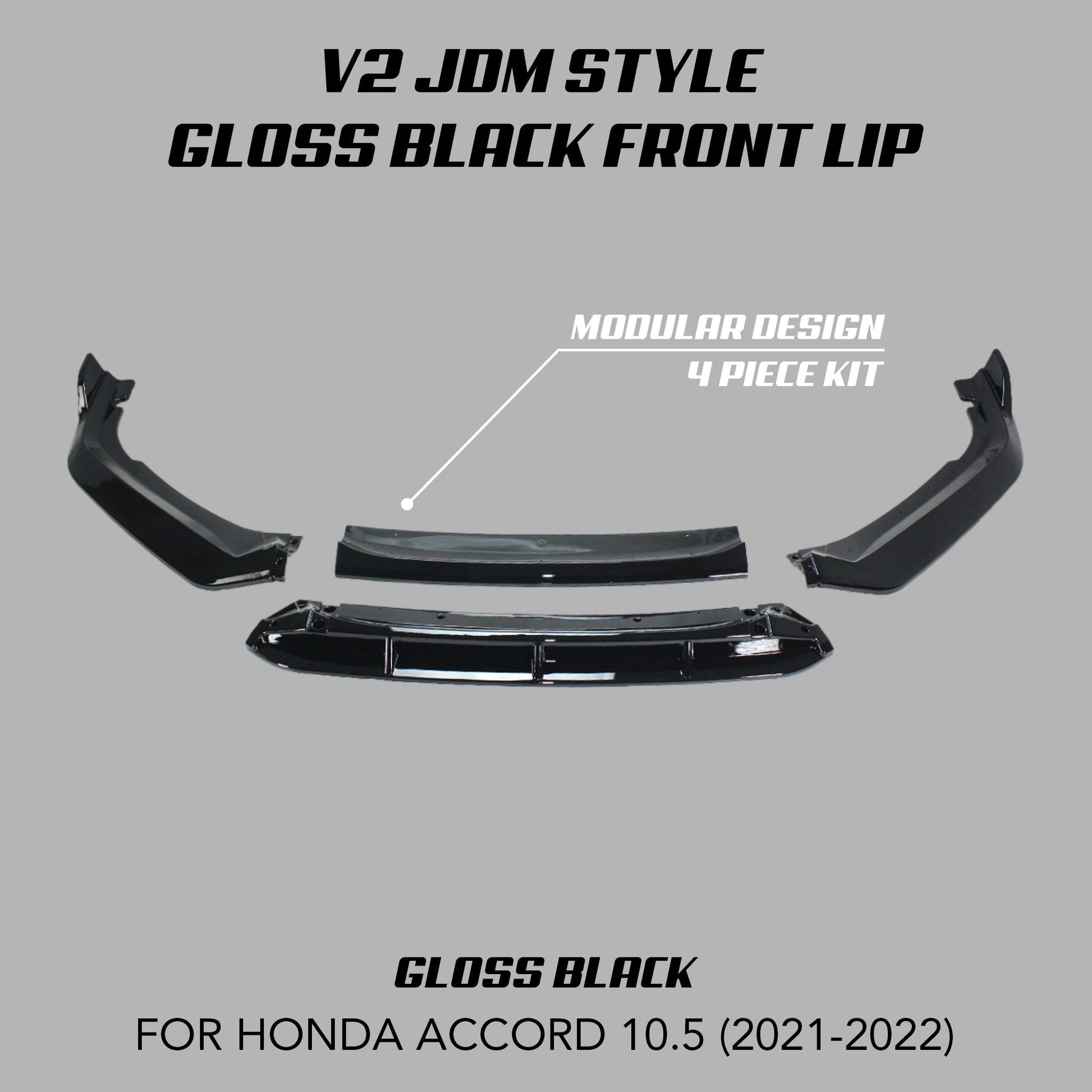 [ACCORD 2021 - 2022] V2 JDM STYLE GLOSS BLACK FRONT LIP - XGENAUTO