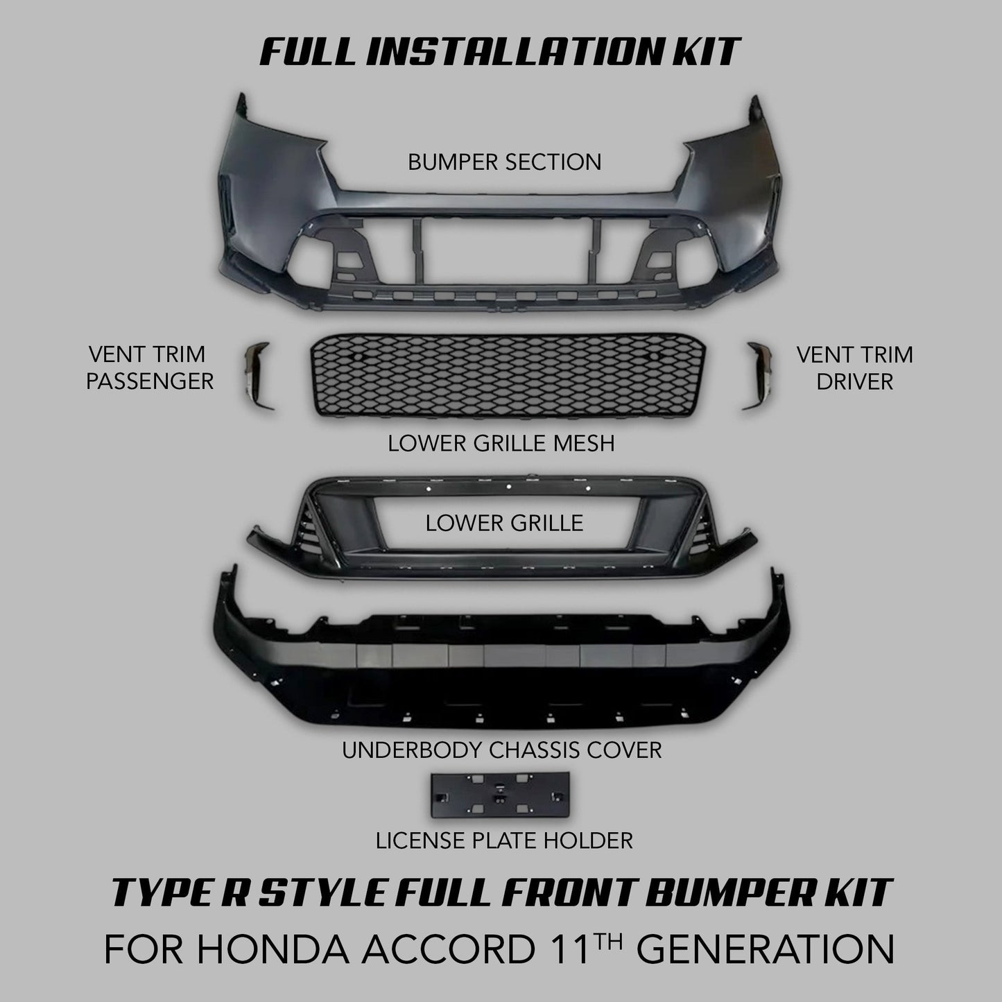 [ACCORD 2023 - 2026] TYPE R STYLE FULL FRONT BUMPER KIT - XGENAUTO