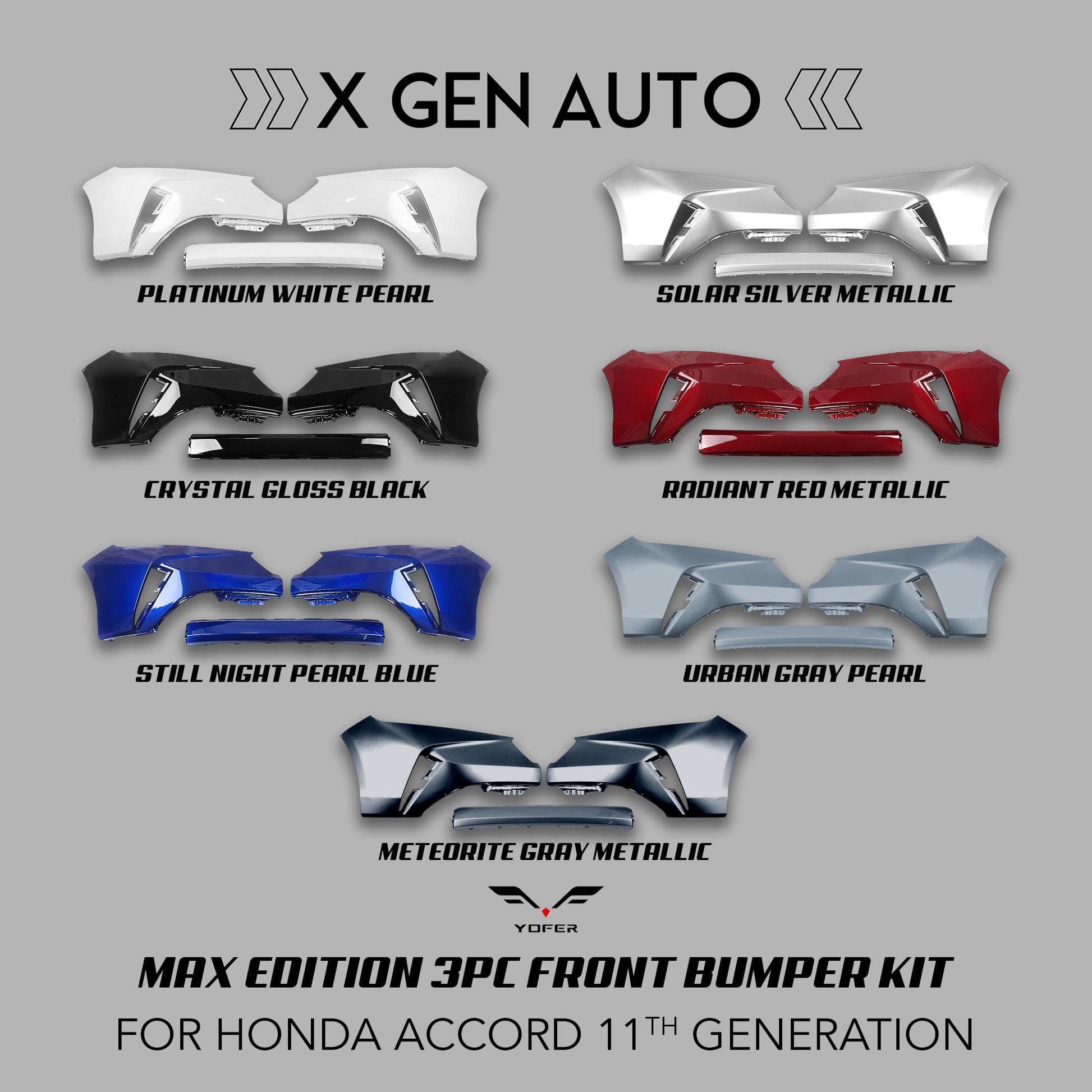 [ACCORD 2023 - 2026] YOFER DESIGN© MAX EDITION 3PC FRONT BUMPER KIT - XGENAUTO