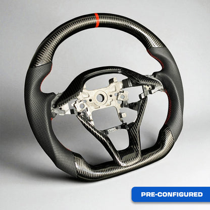 [ACCORD X] PRE - CONFIGURED: GLOSS BLACK TWILL CARBON FIBER WHEEL w/ RED ACCENTS - XGENAUTO