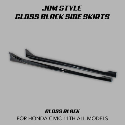 [CIVIC 11TH] JDM STYLE GLOSS BLACK SIDE SKIRTS - XGENAUTO