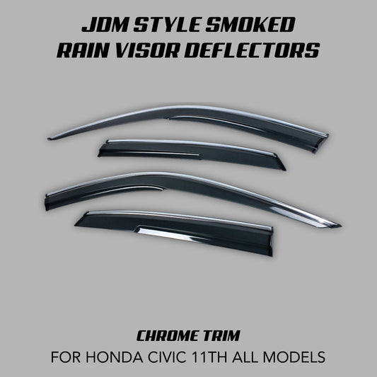[CIVIC 11TH] JDM STYLE SMOKED RAIN VISOR DEFLECTORS - XGENAUTO