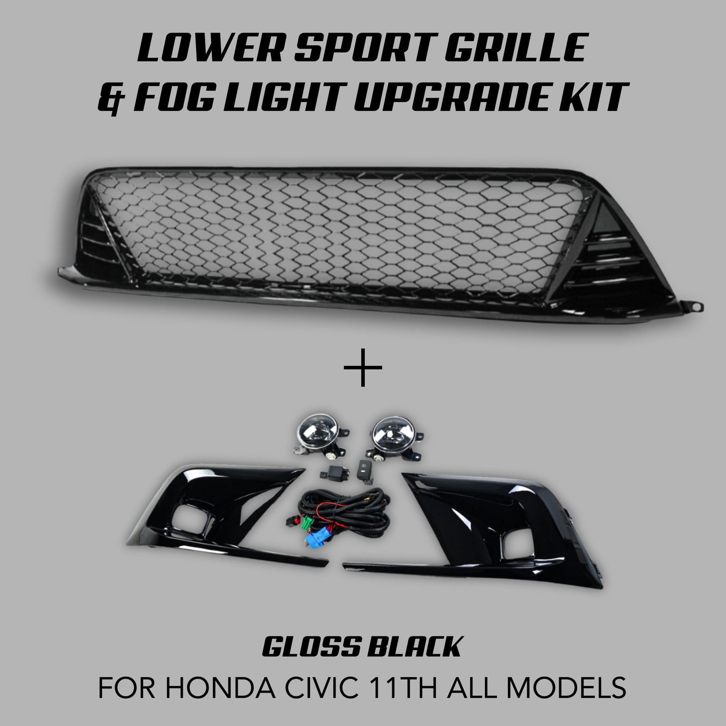[CIVIC 11TH] LOWER SPORT GRILLE & FOG LIGHT UPGRADE KIT - XGENAUTO