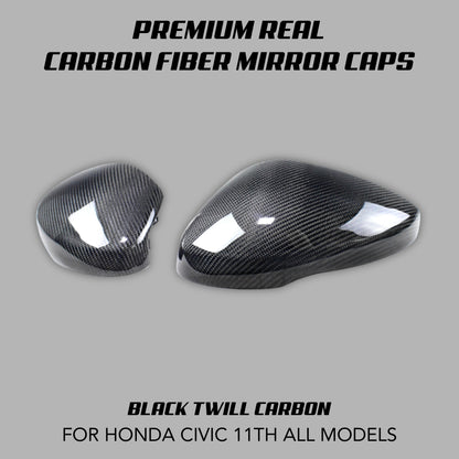 [CIVIC 11TH] PREMIUM REAL CARBON FIBER MIRROR CAPS - XGENAUTO