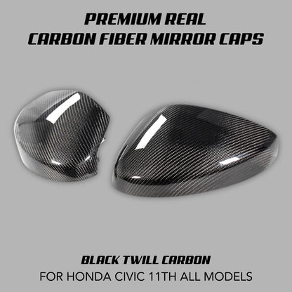 [CIVIC 11TH] PREMIUM REAL CARBON FIBER MIRROR CAPS - XGENAUTO