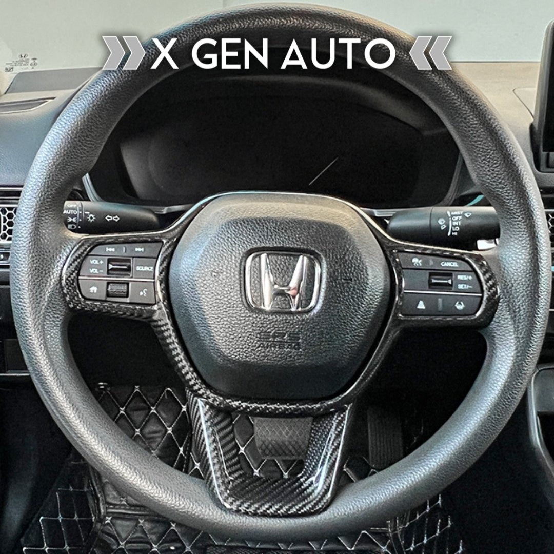 [CIVIC 11TH] REAL CARBON FIBER STEERING WHEEL TRIM KIT - XGENAUTO