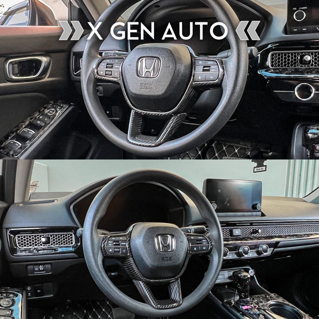 [CIVIC 11TH] REAL CARBON FIBER STEERING WHEEL TRIM KIT - XGENAUTO