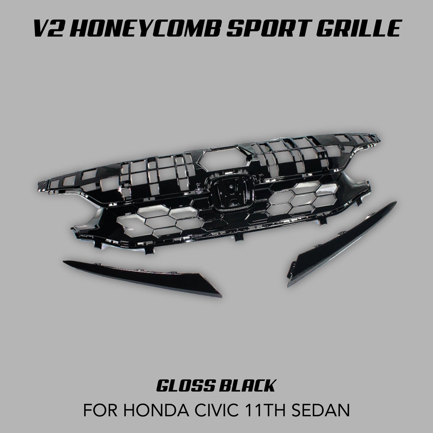 [CIVIC 11TH SEDAN] V2 HONEYCOMB SPORT GRILLE - XGENAUTO
