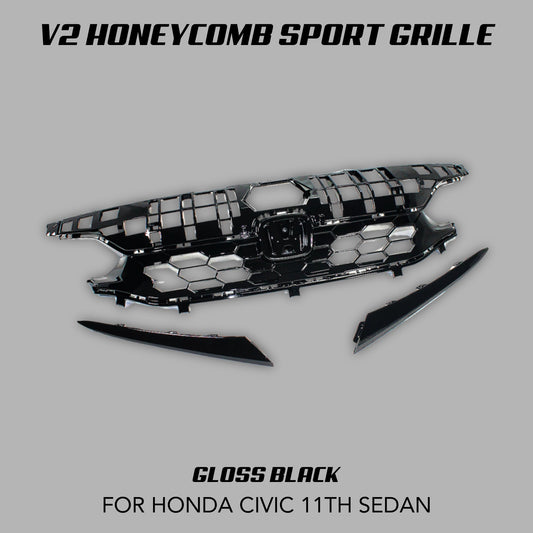 [CIVIC 11TH SEDAN] V2 HONEYCOMB SPORT GRILLE - XGENAUTO