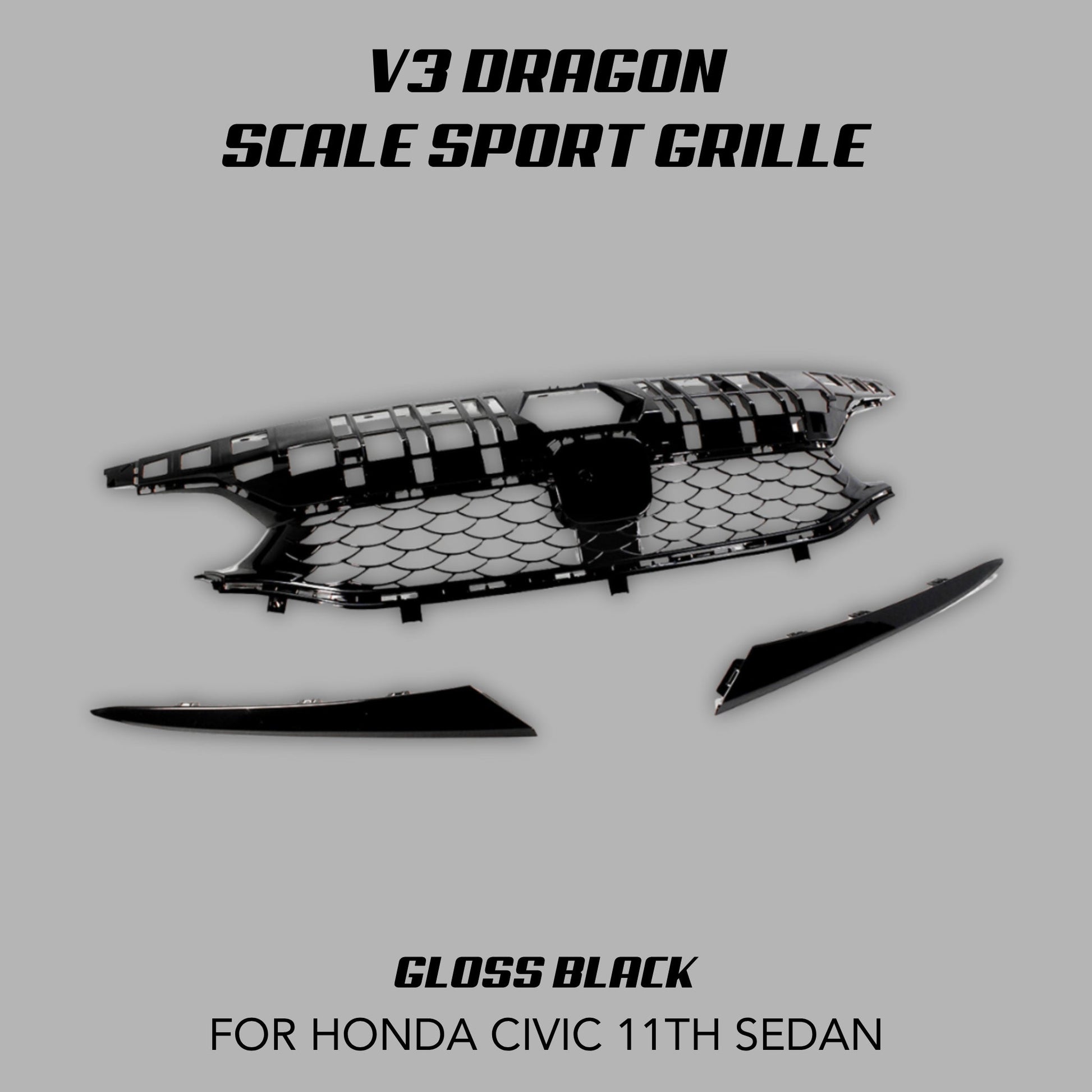 [CIVIC 11TH SEDAN] V3 DRAGON SCALE SPORT GRILLE - XGENAUTO