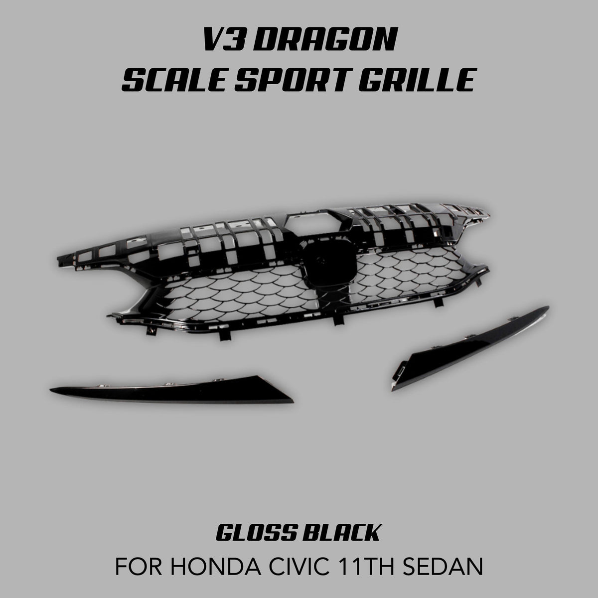 [CIVIC 11TH SEDAN] V3 DRAGON SCALE SPORT GRILLE - XGENAUTO
