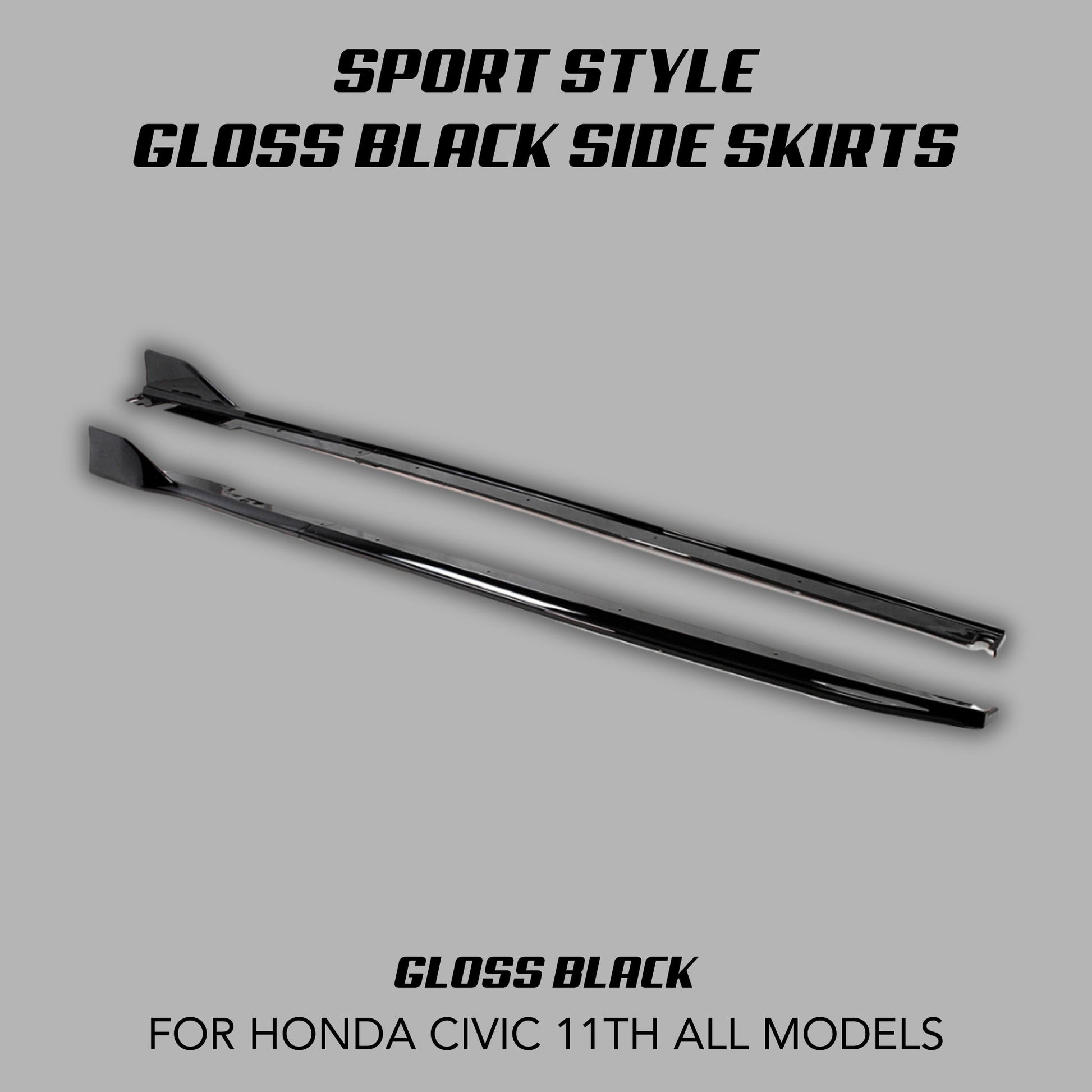 [CIVIC 11TH] SPORT STYLE GLOSS BLACK SIDE SKIRTS - XGENAUTO