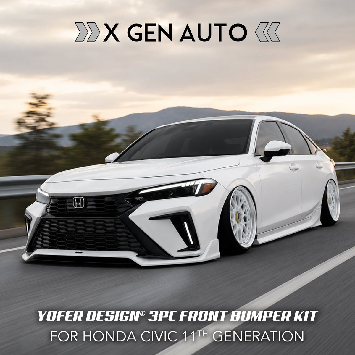 [CIVIC 11TH] YOFER DESIGN© 3PC FRONT BUMPER KIT - XGENAUTO
