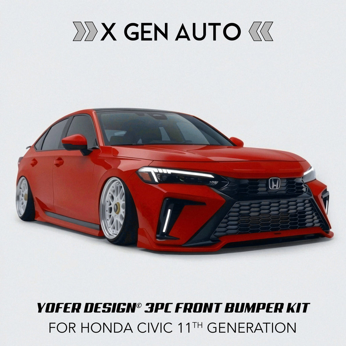 [CIVIC 11TH] YOFER DESIGN© 3PC FRONT BUMPER KIT - XGENAUTO