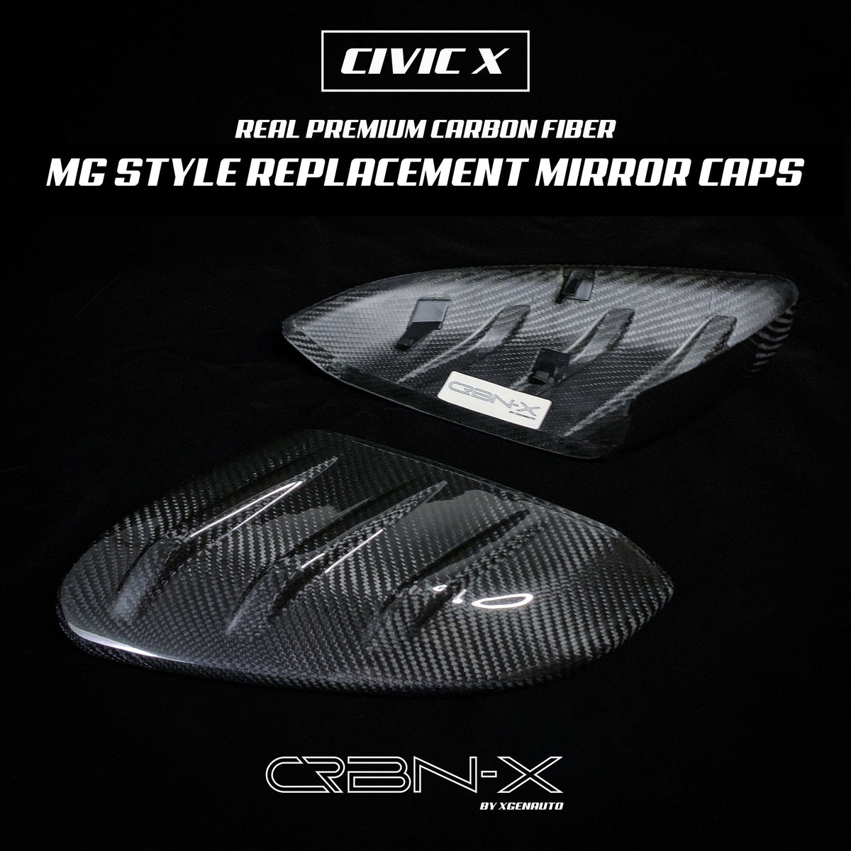 [CIVIC 2016 - 2021] MG STYLE REAL CARBON FIBER MIRROR CAPS - XGENAUTO
