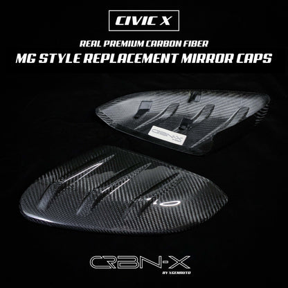 [CIVIC 2016 - 2021] MG STYLE REAL CARBON FIBER MIRROR CAPS - XGENAUTO