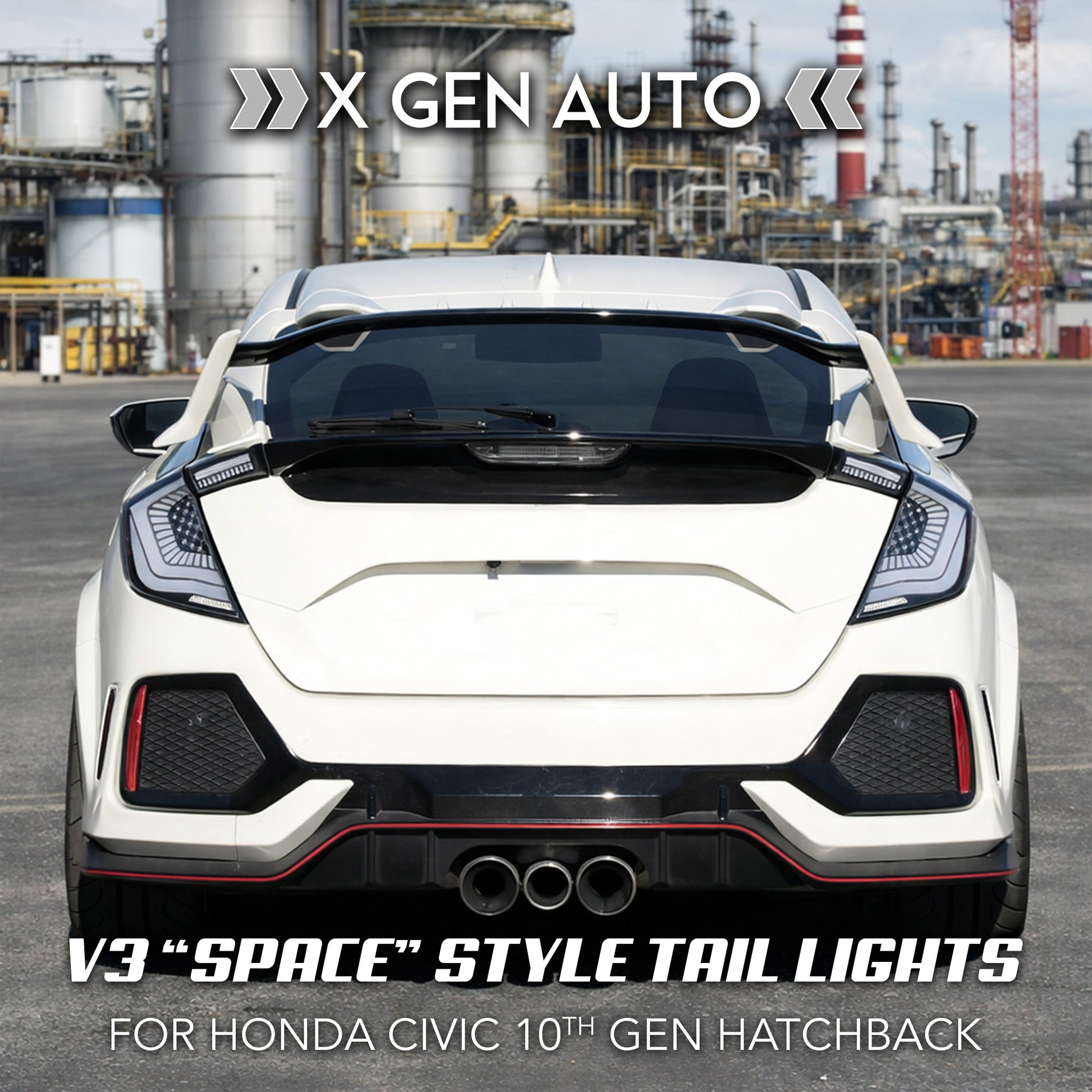 [CIVIC X 2017 - 2021 HATCHBACK] V3 "SPACE" FULL LED TAIL LIGHTS - XGENAUTO