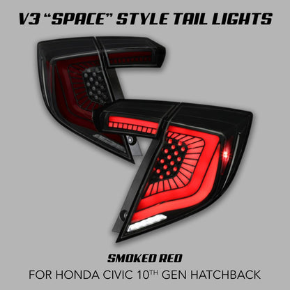 [CIVIC X 2017 - 2021 HATCHBACK] V3 "SPACE" FULL LED TAIL LIGHTS - XGENAUTO