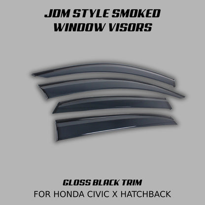 [CIVIC X HATCHBACK] JDM STYLE SMOKED WINDOW VISORS - XGENAUTO