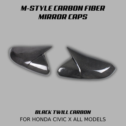 [CIVIC X] M - STYLE CARBON FIBER MIRROR CAPS - XGENAUTO