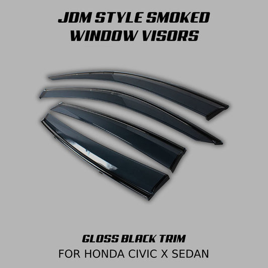 [CIVIC X SEDAN] JDM STYLE SMOKED WINDOW VISORS - XGENAUTO