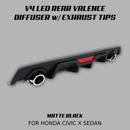 [CIVIC X SEDAN] V4 LED REAR VALENCE DIFFUSER w/ EXHAUST TIPS - XGENAUTO