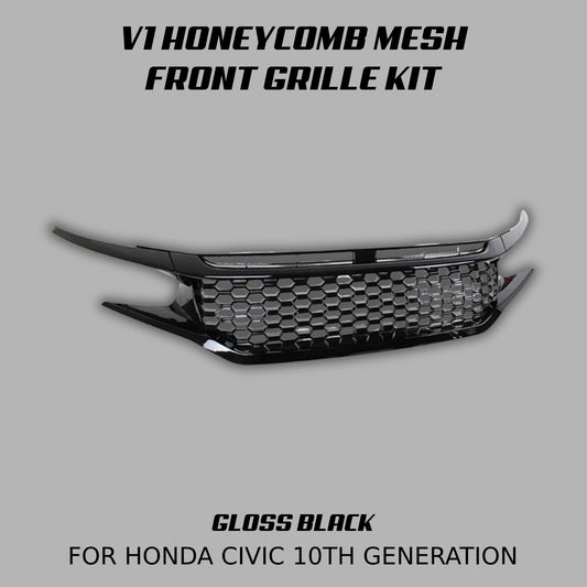 [CIVIC X] V1 HONEYCOMB MESH FRONT GRILLE KIT - XGENAUTO