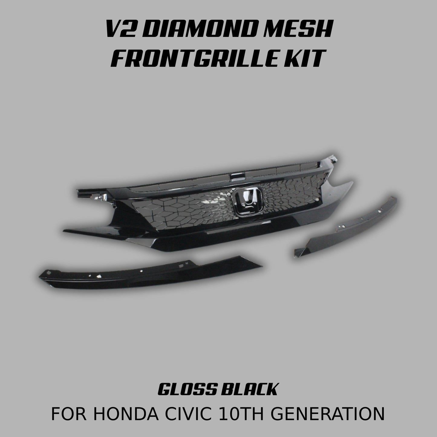 [CIVIC X] V2 DIAMOND MESH FRONT GRILLE KIT - XGENAUTO