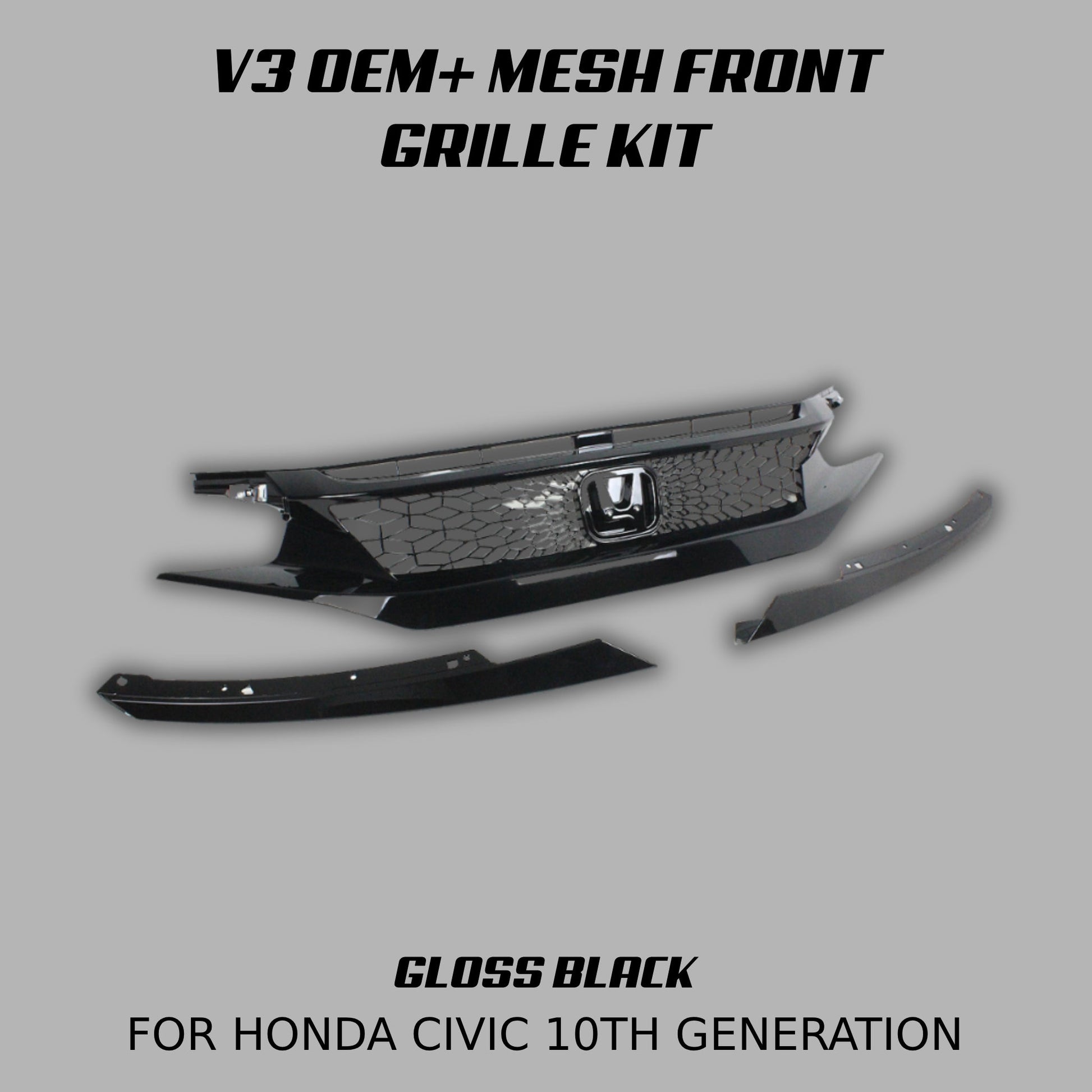 [CIVIC X] V3 OEM+ MESH FRONT GRILLE KIT - XGENAUTO