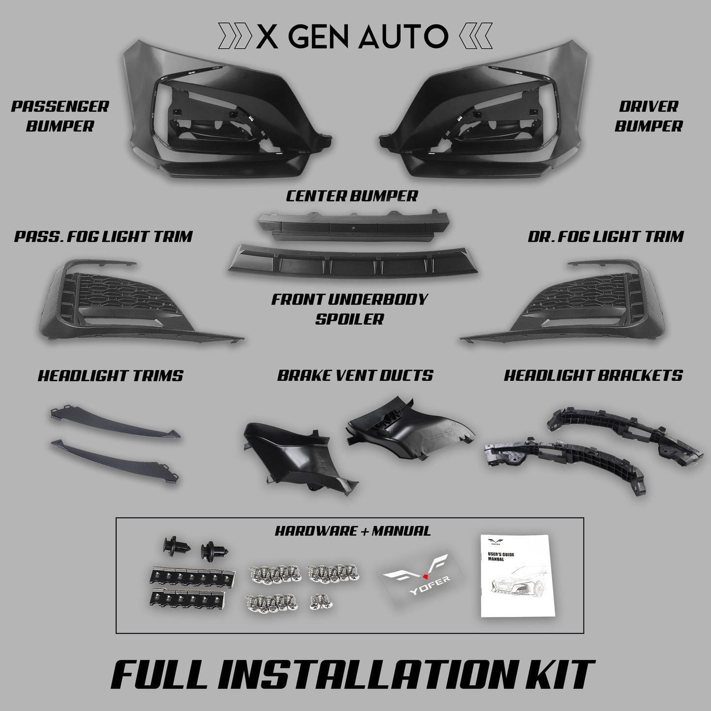 [REPLACEMENT PARTS] FOR YOFER DESIGN© 3 PIECE FRONT BUMPER KIT (ACCORD 2018 - 2022) - XGENAUTO