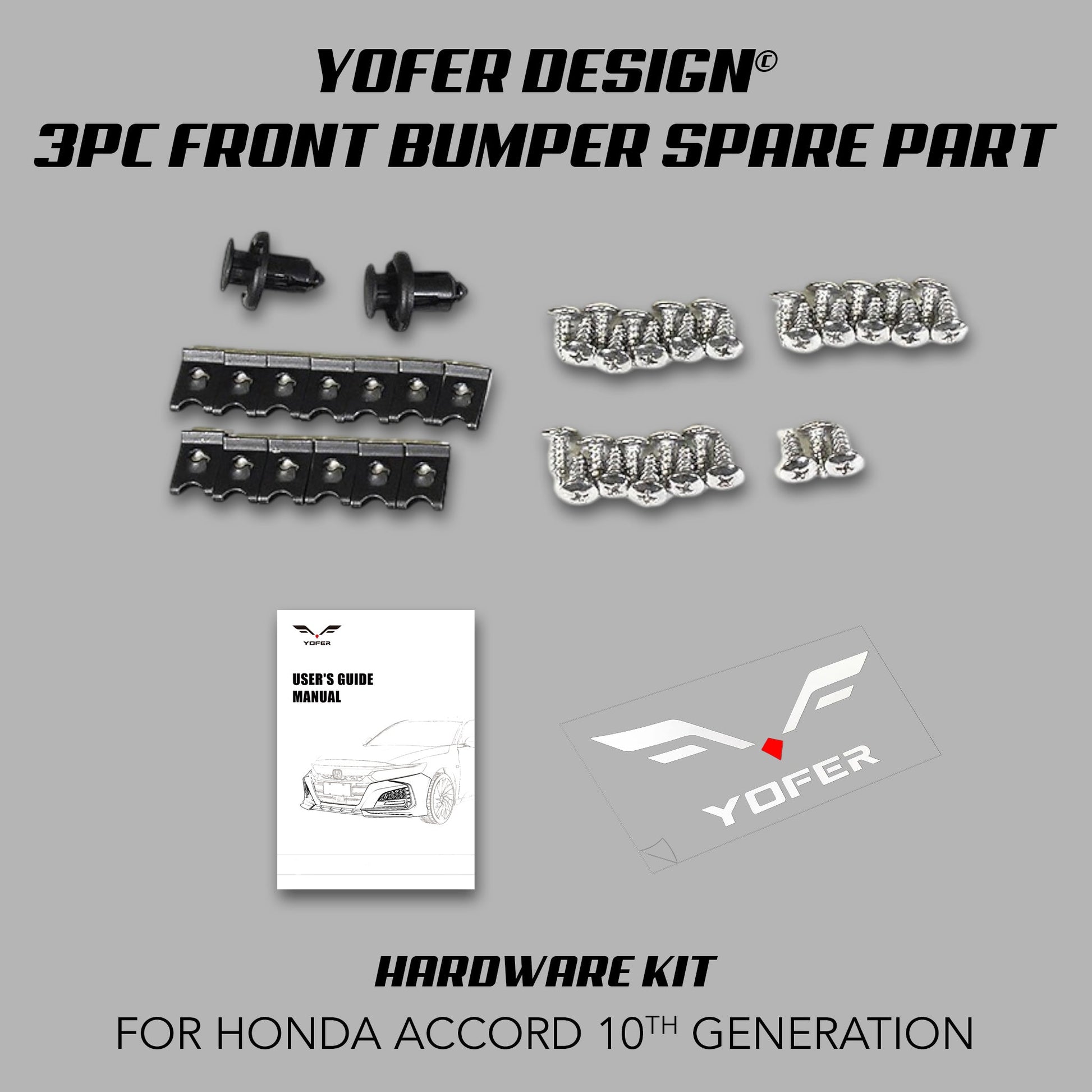 [REPLACEMENT PARTS] FOR YOFER DESIGN© 3 PIECE FRONT BUMPER KIT (ACCORD 2018 - 2022) - XGENAUTO