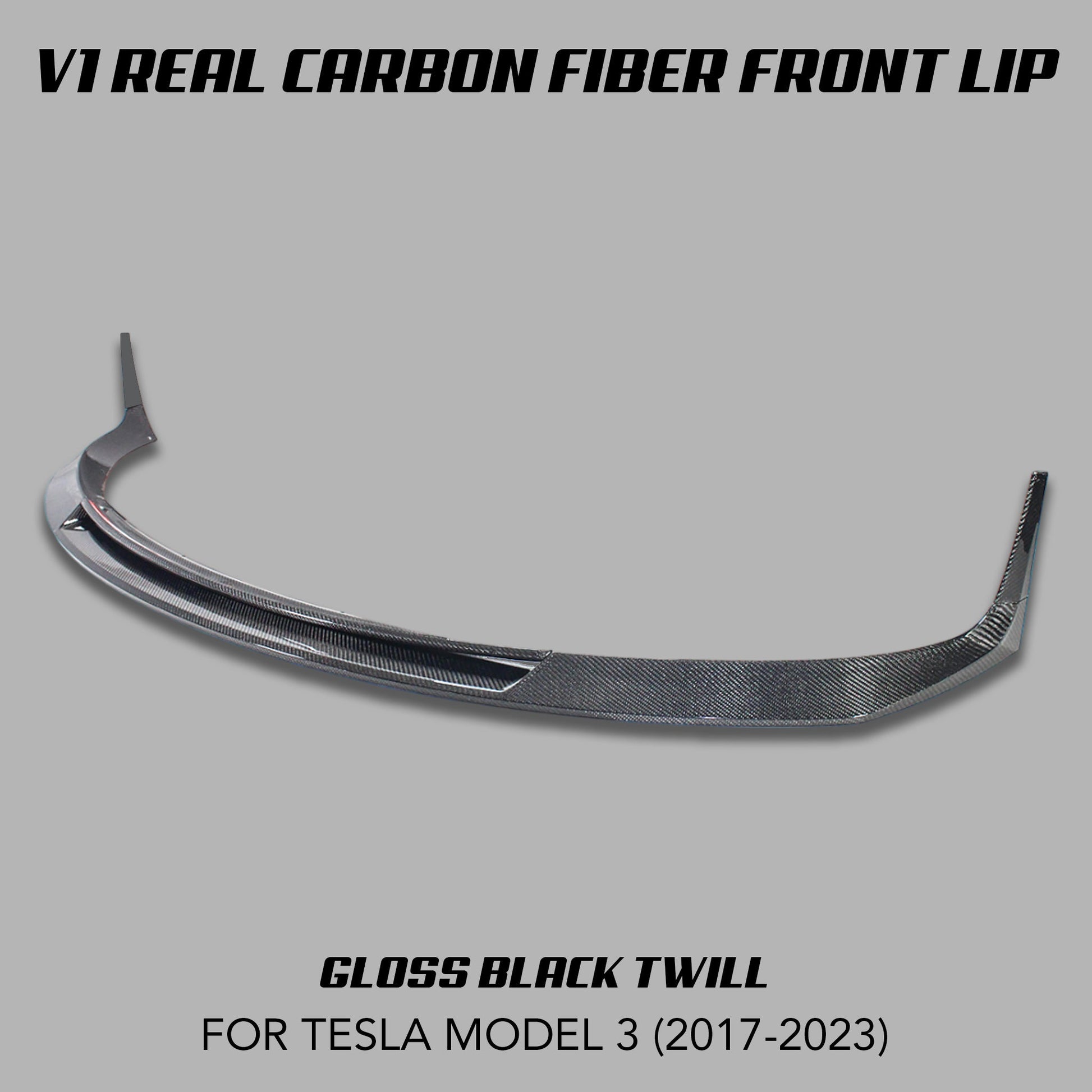 [TESLA M3] V1 REAL CARBON FIBER FRONT LIP - XGENAUTO