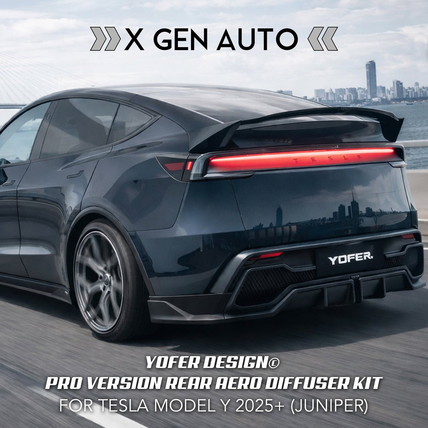 [TESLA MODEL Y 2025+] YOFER DESIGN© PRO VERSION REAR AERO DIFFUSER KIT - XGENAUTO