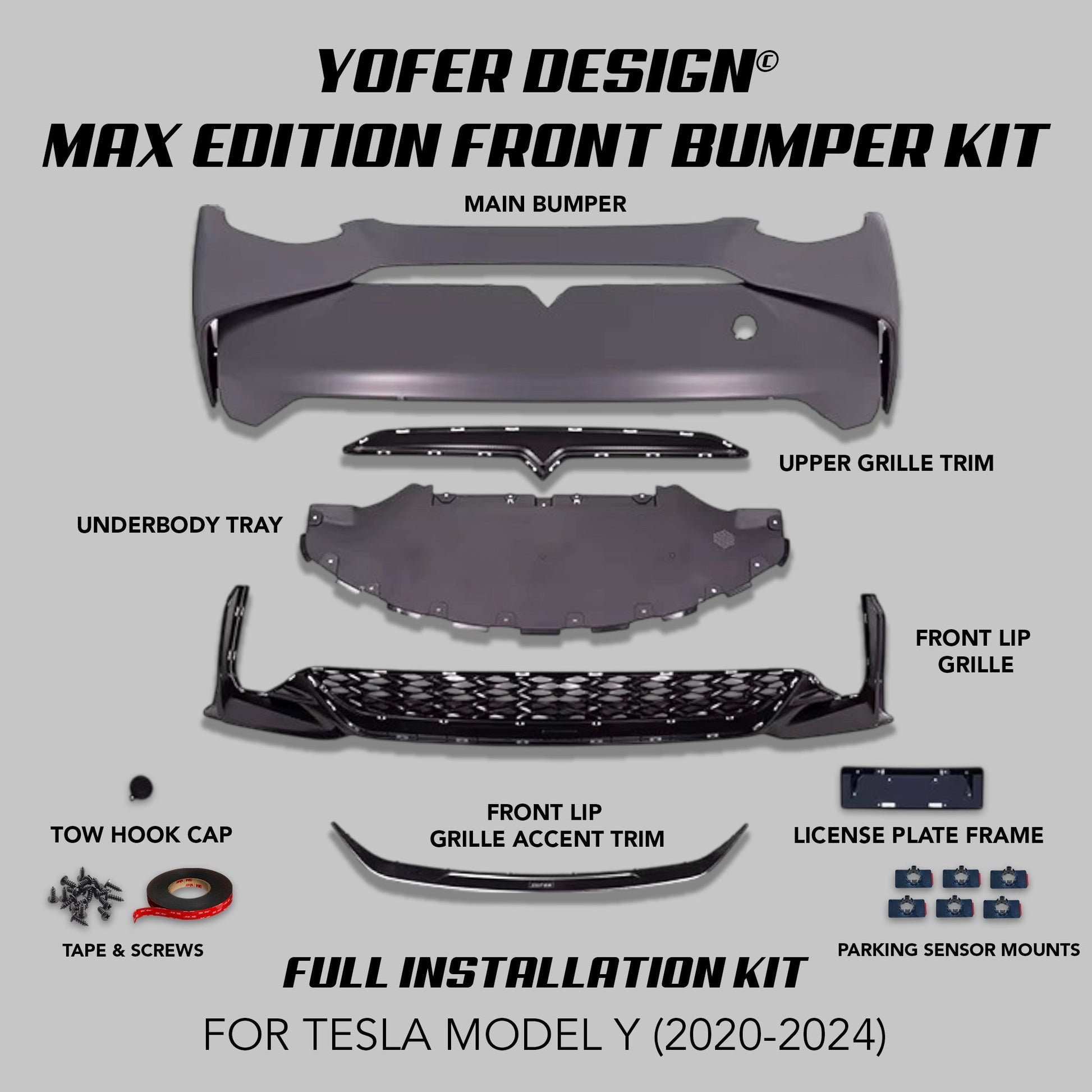 [TESLA MODEL Y] YOFER DESIGN© MAX EDITION FRONT BUMPER KIT - XGENAUTO