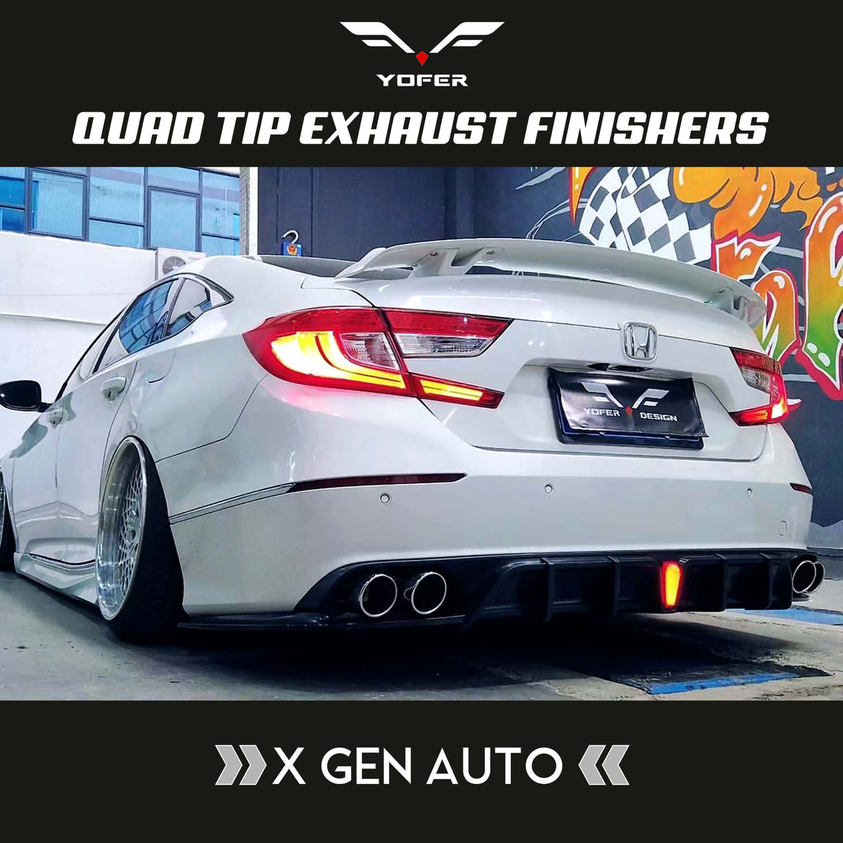 [ACCORD 2018 - 2022] YOFER DESIGN© QUAD EXHAUST TIPS SET - XGENAUTO