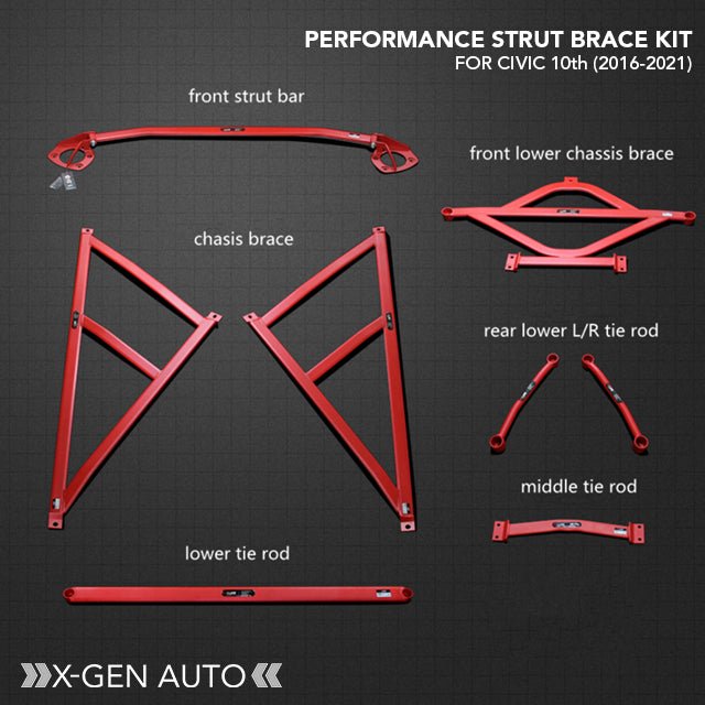 [CIVIC X] PERFORMANCE STRUT BRACE KIT - XGENAUTO