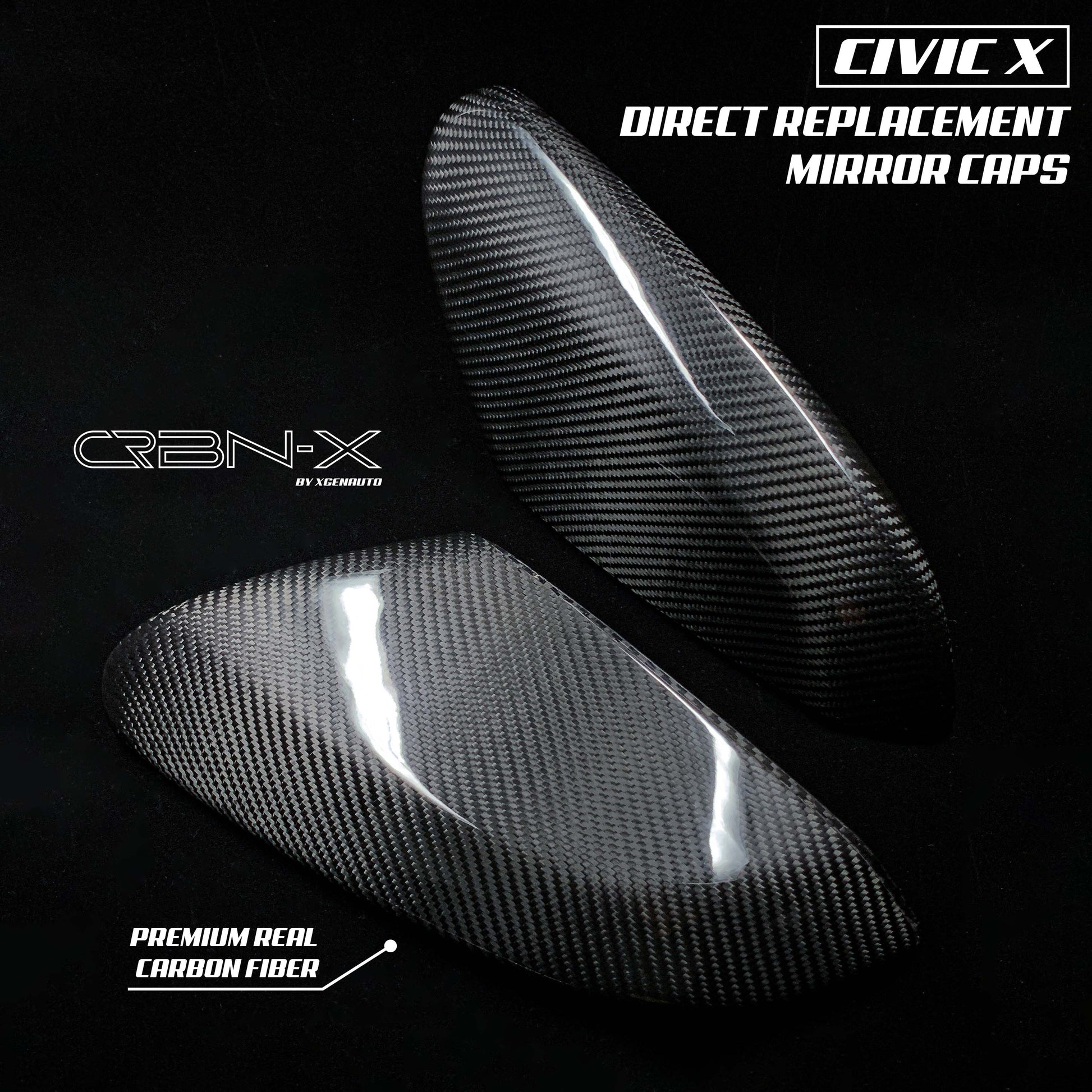 [CIVIC X] REAL CARBON FIBER MIRROR CAPS - XGENAUTO
