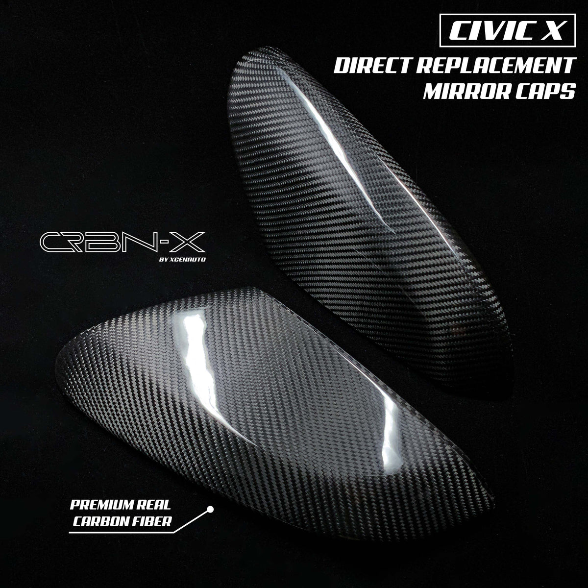 [CIVIC X] REAL CARBON FIBER MIRROR CAPS - XGENAUTO